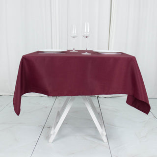 Elevate Your Event Decor with the Burgundy Seamless Premium Polyester Square Tablecloth
