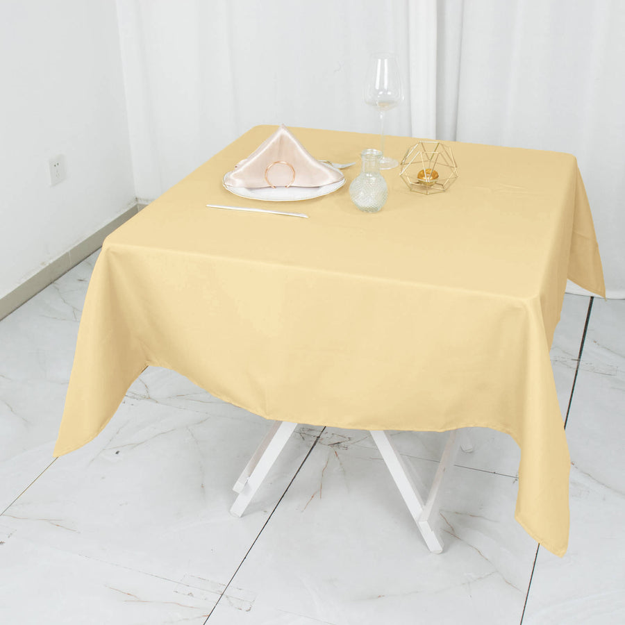 54inch Champagne 200 GSM Seamless Premium Polyester Square Tablecloth