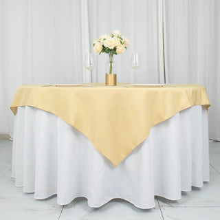 Champagne Seamless Premium Polyester Square Table Overlay - Add Elegance to Your Event Decor