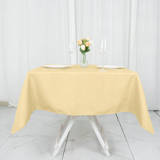 Elegant Champagne Square Polyester Tablecloth for Your Special Occasions