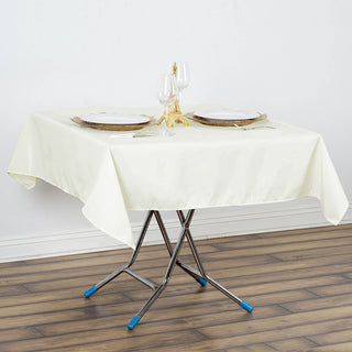 Easy to Use and Maintain: The Ivory Seamless Premium Polyester Square Tablecloth