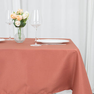 Durable and Stylish Terracotta (Rust) Square Polyester Table Overlay