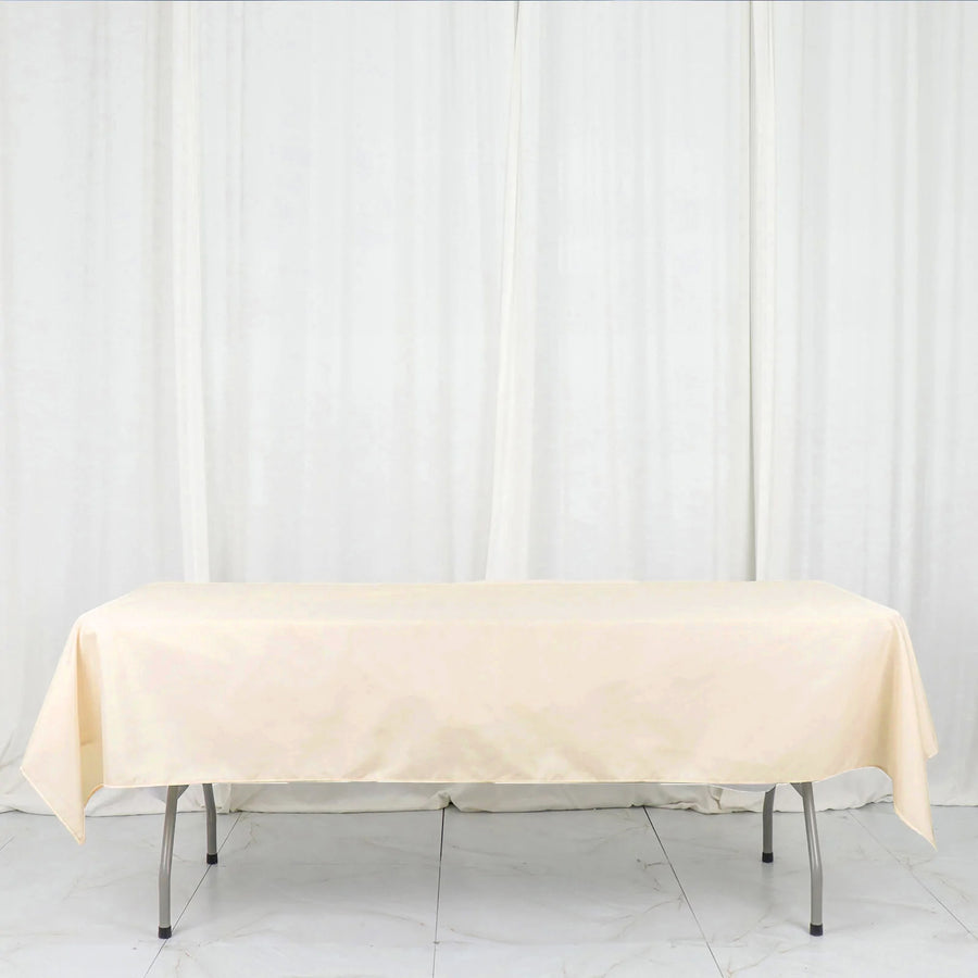 54x96Inch Beige Polyester Linen Rectangle Tablecloth