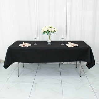 Enhance Your Event Decor with the Black Seamless Premium Polyester Rectangle Tablecloth