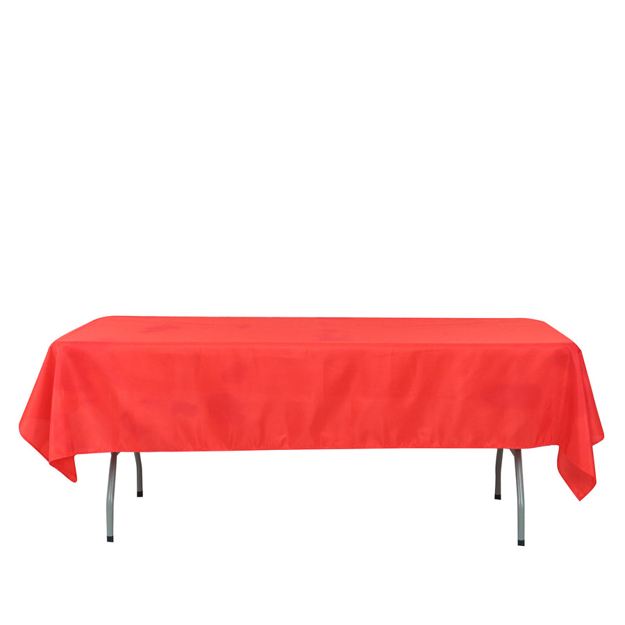 54x96Inch Red Polyester Linen Rectangle Tablecloth