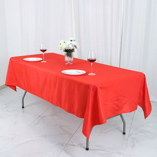 Create Unforgettable Moments with a Red Seamless Polyester Linen Rectangle Tablecloth