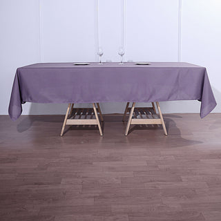 Elevate Your Event Decor with the 60x102 Violet Amethyst Seamless Polyester Rectangular Tablecloth