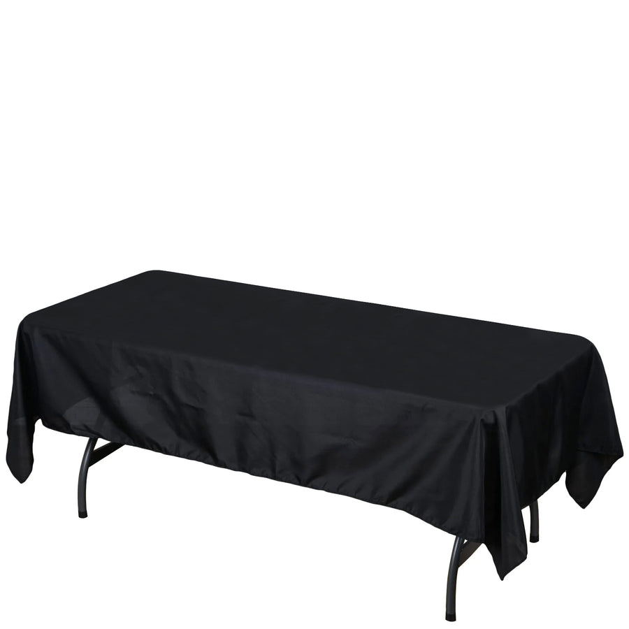 60"x102" Black Polyester Rectangular Tablecloth