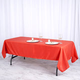 60"x102" Red Polyester Rectangular Tablecloth