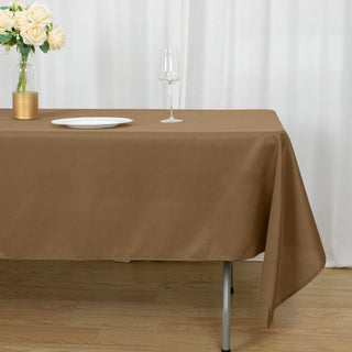 Create a Chic and Elegant Setting with the Taupe Seamless Polyester Rectangular Tablecloth