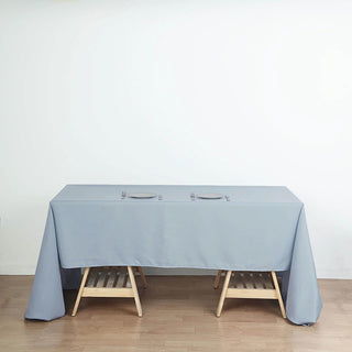 Elevate Your Event Decor with the Dusty Blue 60x126 Seamless Polyester Rectangular Tablecloth