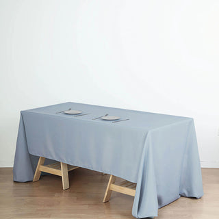 Enhance Your Wedding Decor with the Dusty Blue 60x126 Seamless Polyester Rectangular Tablecloth
