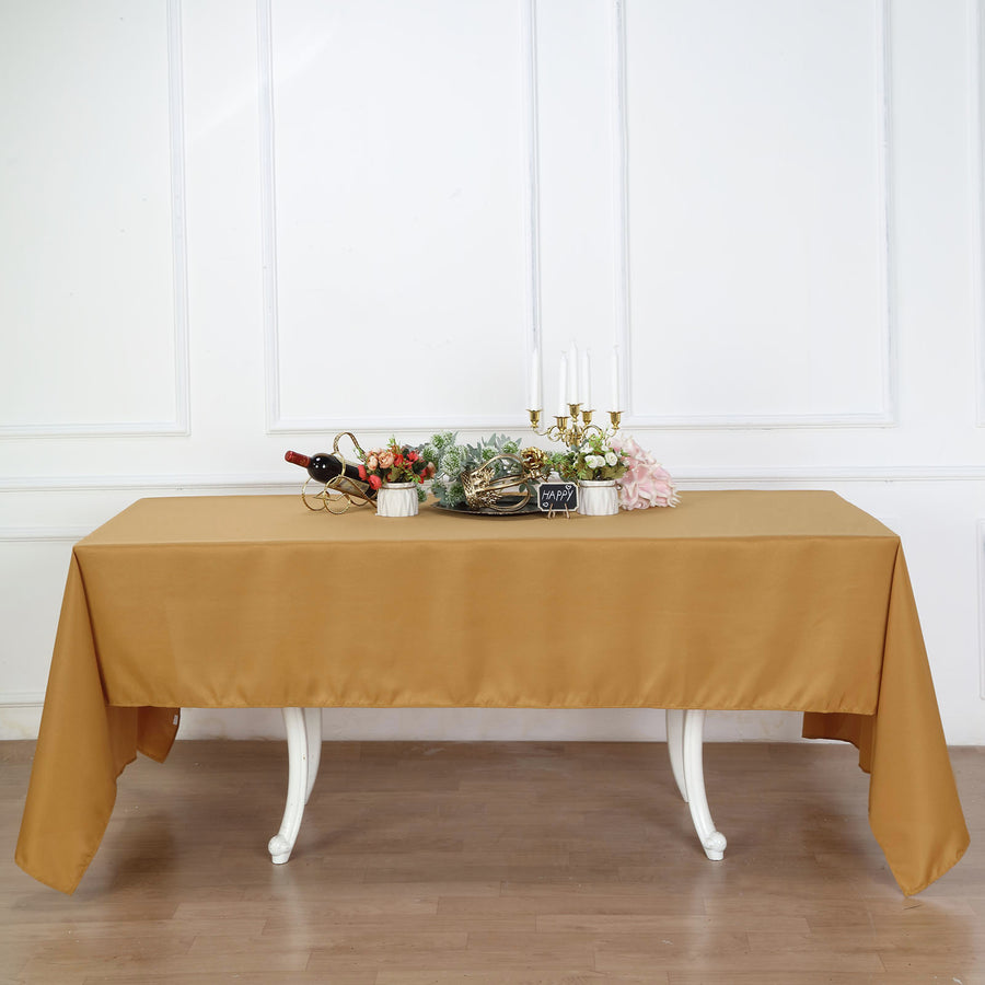 60x126Inch Gold Seamless Polyester Rectangular Tablecloth