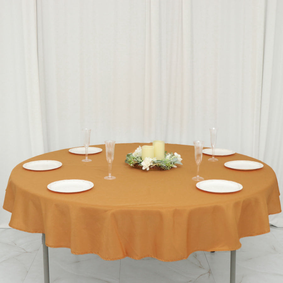 70inch Round Gold Polyester Linen Tablecloth