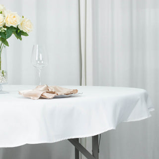 Unleash the Elegance of the 70" White Seamless Premium Polyester Round Tablecloth