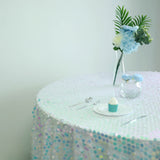 120inch Big Payette Iridescent Blue Sequin Round Tablecloth Premium Collection