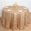 120inch Matte Champagne Big Payette Sequin Round Tablecloth - Premium Collection