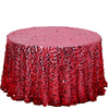 120 inch Big Payette Red Sequin Round Tablecloth Premium Collection