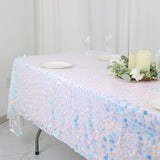60x102inch Big Payette Iridescent Blue Sequin Rectangle Tablecloth