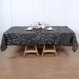 60x102 inches Big Payette Black Sequin Rectangle Tablecloth