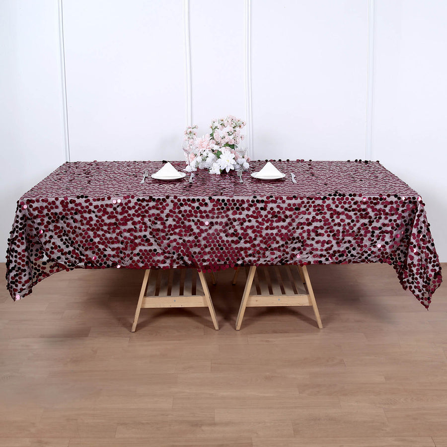 60x102inches Big Payette Burgundy Sequin Rectangle Tablecloth