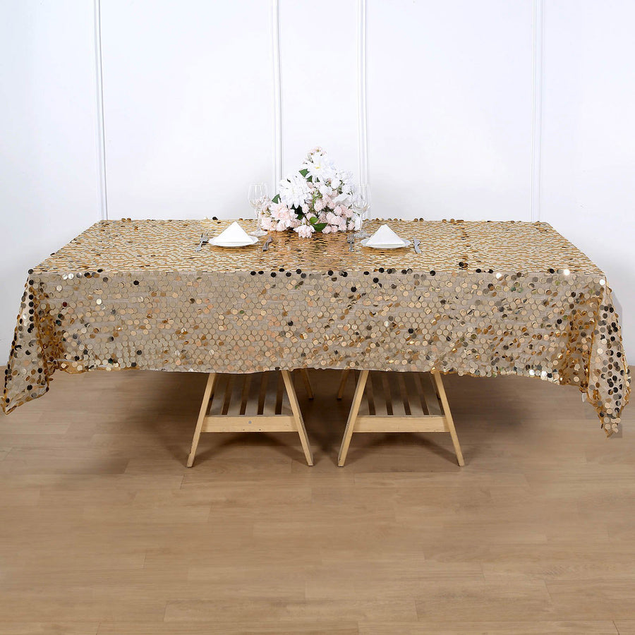 60x102inch Big Payette Gold Sequin Rectangle Tablecloth