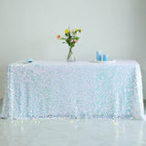 90x132inch Iridescent Blue Big Payette Sequin Rectangle Tablecloth