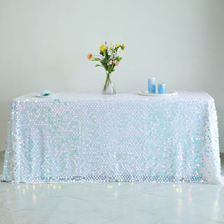 Add a Touch of Elegance with the Iridescent Blue Sequin Tablecloth