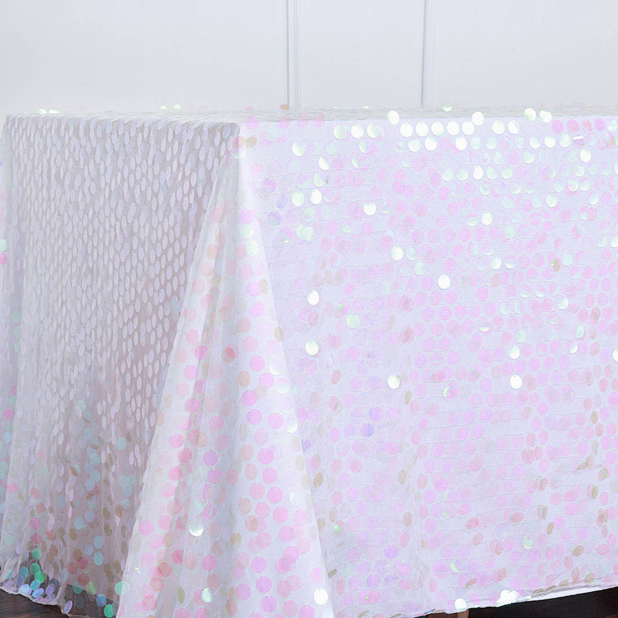 Iridescent Big Payette Sequin Rectangle Tablecloth