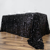 90X132 Black Big Payette Sequin Rectangle Tablecloth