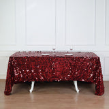 90X132 Burgundy Big Payette Sequin Rectangle Tablecloth Premium