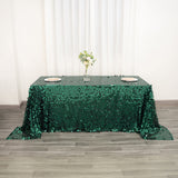 90x132 inches Big Payette Hunter Emerald Green Sequin Rectangle Tablecloth Premium Collection