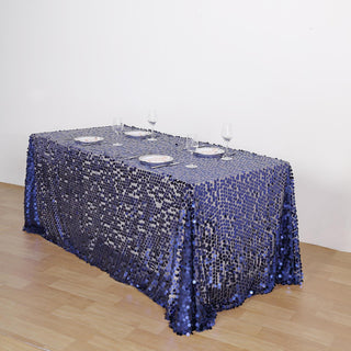 Navy Blue Sequin Tablecloth for Elegant Events