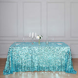 90x132 Turquoise Big Payette Sequin Rectangle Tablecloth