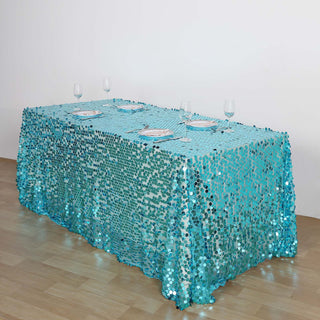 Create Unforgettable Memories with our Turquoise Sequin Tablecloth