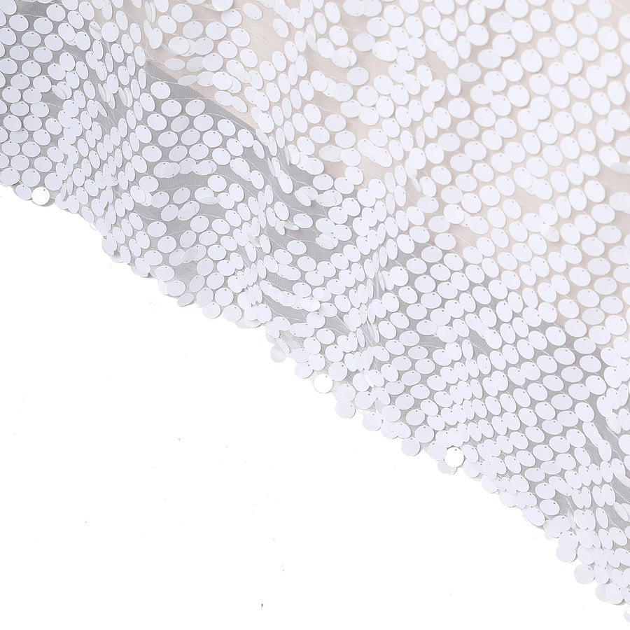 90x132 White Big Payette Sequin Rectangle Tablecloth