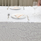 90x132 White Big Payette Sequin Rectangle Tablecloth