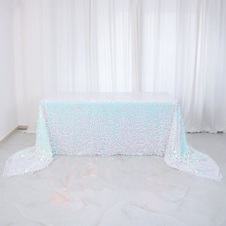 Add a Touch of Elegance with the Iridescent Blue Sequin Tablecloth