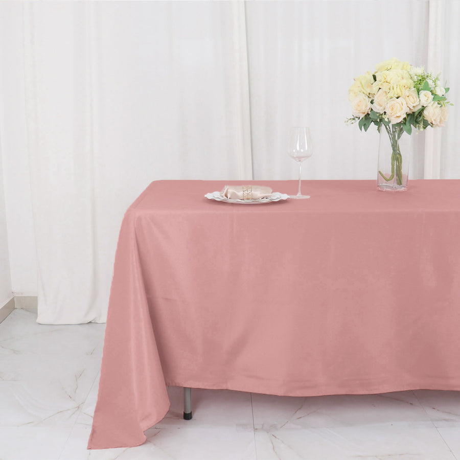 72x120Inch Dusty Rose Polyester Rectangle Tablecloth, Reusable Linen Tablecloth
