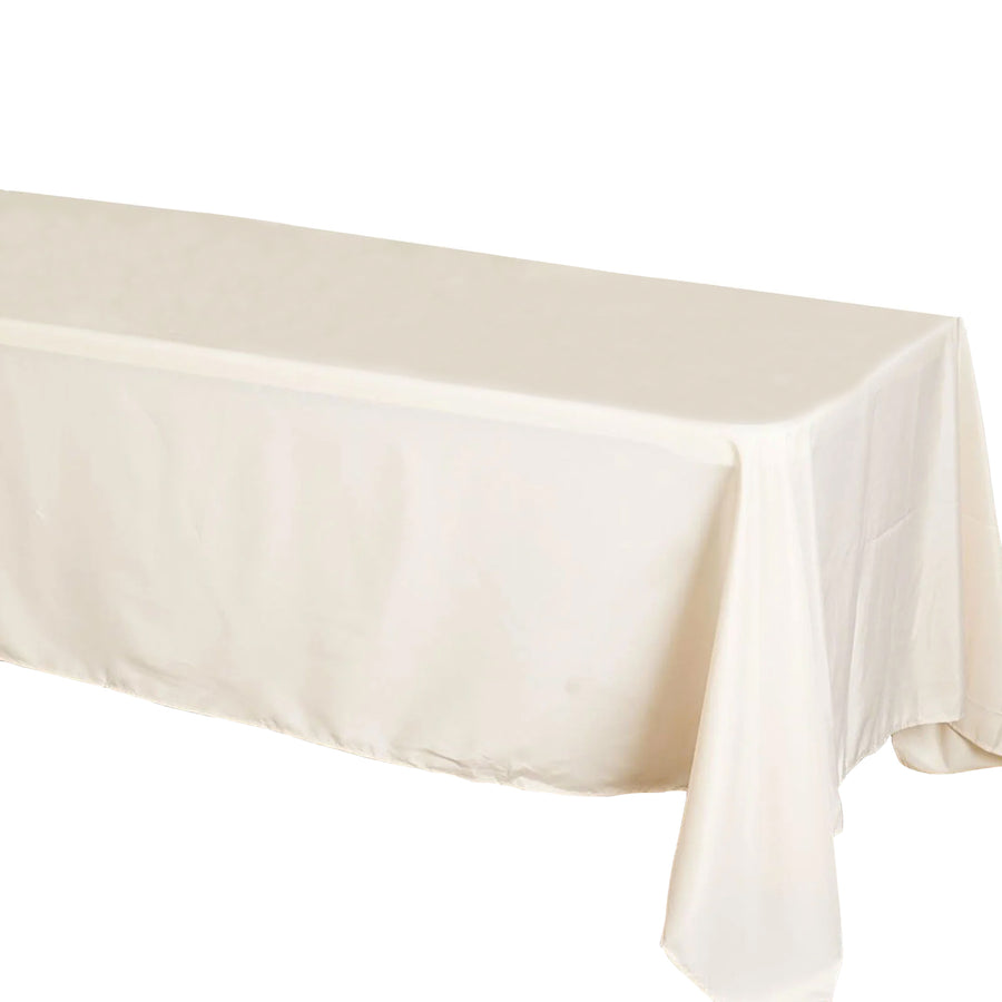72x120Inch Beige Polyester Rectangle Tablecloth, Reusable Linen Tablecloth