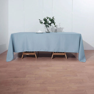 Elevate Your Event Decor with the Dusty Blue Seamless Polyester Rectangle Tablecloth