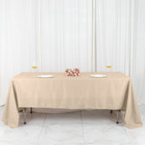 72x120inch Nude Polyester Rectangle Tablecloth, Reusable Linen Tablecloth