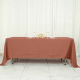 72x120inch Terracotta Polyester Rectangle Tablecloth, Reusable Linen Tablecloth