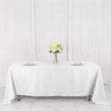 72x120Inch White Polyester Rectangle Tablecloth, Reusable Linen Tablecloth