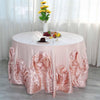 120" Rose Gold|Blush Large Rosette Round Lamour Satin Tablecloth