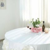 120" Ivory Large Rosette Round Lamour Satin Tablecloth