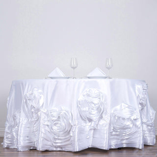 Elegant White Rosette Tablecloth for a Luxurious Touch