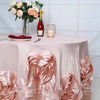 132" Blush | Rose Gold Large Rosette Round Lamour Satin Tablecloth