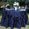 132" Navy Blue Large Rosette Round Lamour Satin Tablecloth