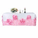 90"x156" White|Pink Large Rosette Rectangular Lamour Satin Tablecloth